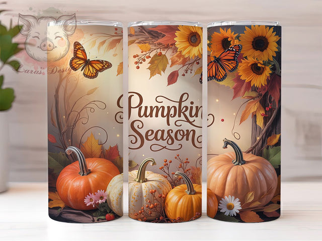 Pumpkin Spice Hello Fall Tumbler Wrap, Fall Tumbler Png, 20oz Skinny Tumbler, Pumpkin Spice Vibes, Sublimation Download, Harvest Tumbler Design, Hello Fall Tumbler Sublimation Lara' s Designs 