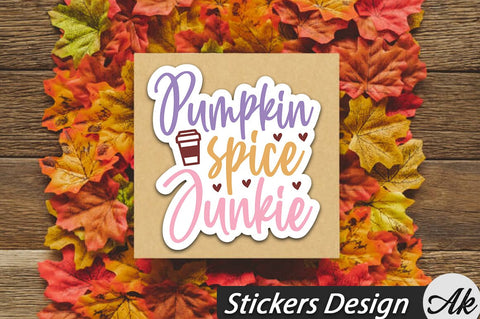Pumpkin Spice Junkie Stickers Design SVG akazaddesign 