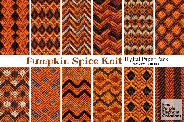 Pumpkin Spice Knit Fabric Texture Sublimation Digital Pattern Fine Purple Elephant Creations 