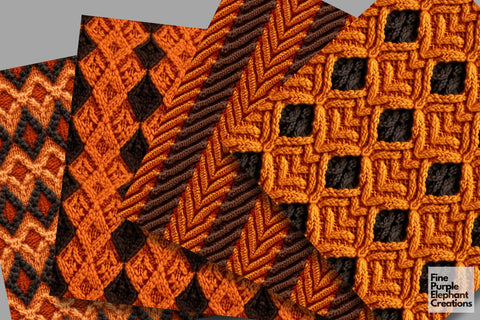 Pumpkin Spice Knit Fabric Texture Sublimation Digital Pattern Fine Purple Elephant Creations 