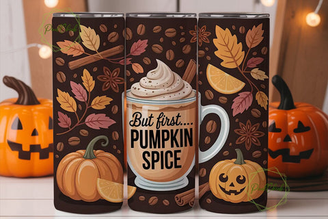 Pumpkin Spice Latte 20oz Tumbler Wrap Sublimation PixelChick 