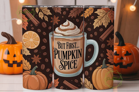 Pumpkin Spice Latte 20oz Tumbler Wrap Sublimation PixelChick 