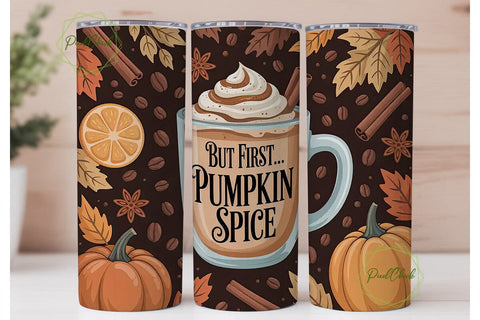 Pumpkin Spice Latte 20oz Tumbler Wrap Sublimation PixelChick 