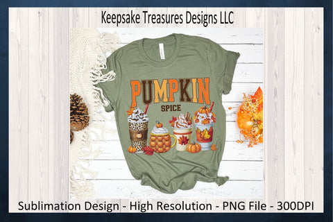 Pumpkin Spice Latte Drinks Fall Sublimation PNG Design Sublimation Keepsake Treasures Designs LLC. 