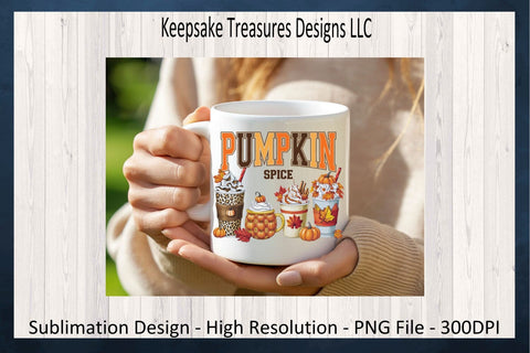 Pumpkin Spice Latte Drinks Fall Sublimation PNG Design Sublimation Keepsake Treasures Designs LLC. 