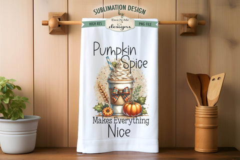 Pumpkin Spice Latte | Fall Kitchen Towel Sublimation Designs Sublimation Ewe-N-Me Designs 