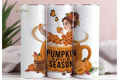 Pumpkin Spice Latte Tumbler Wrap Sublimation PixelChick 