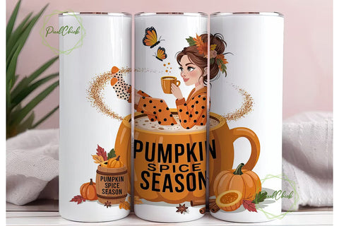 Pumpkin Spice Latte Tumbler Wrap Sublimation PixelChick 