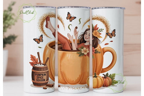 Pumpkin Spice Latte Tumbler Wrap Sublimation PixelChick 