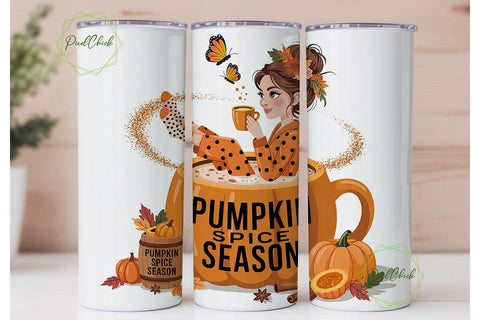 Pumpkin Spice Latte Tumbler Wrap Sublimation PixelChick 