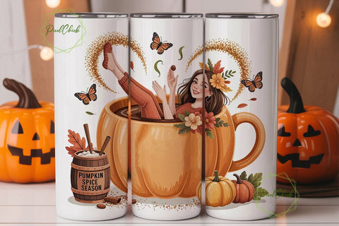 Pumpkin Spice Latte Tumbler Wrap Sublimation PixelChick 