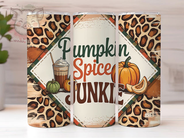 Pumpkin Spice Leopard Fall Tumbler, Leopard Print Fall Cup, 20oz PSL Obsessed Tumbler, Coffee Addict Gift Wrap, Autumn Leopard Sublimation, Seasonal Coffee Humor Cup, Basic Fall Tumbler Sublimation Lara' s Designs 