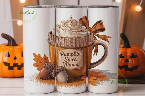 Pumpkin Spice Mama 20oz Tumbler Wrap Sublimation PixelChick 