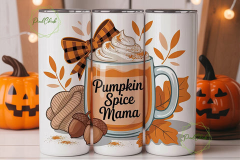 Pumpkin Spice Mama 20oz Tumbler Wrap Sublimation PixelChick 