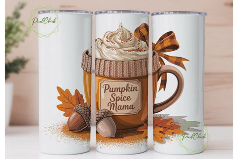 Pumpkin Spice Mama 20oz Tumbler Wrap Sublimation PixelChick 