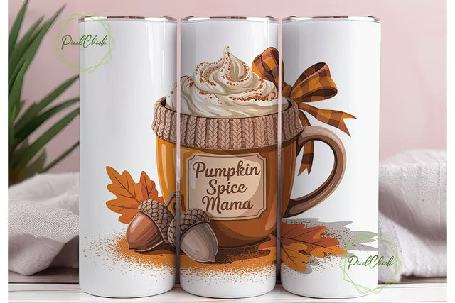 Pumpkin Spice Mama 20oz Tumbler Wrap Sublimation PixelChick 
