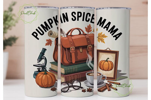 Pumpkin Spice Mama 20oz Tumbler Wrap Sublimation PixelChick 