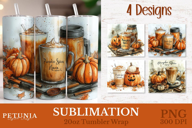 Pumpkin Spice Mama Tumbler Wrap | 20oz Sublimation Tumbler Sublimation Petunia Digital Design 