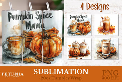 Pumpkin Spice Mama Tumbler Wrap | 20oz Sublimation Tumbler Sublimation Petunia Digital Design 