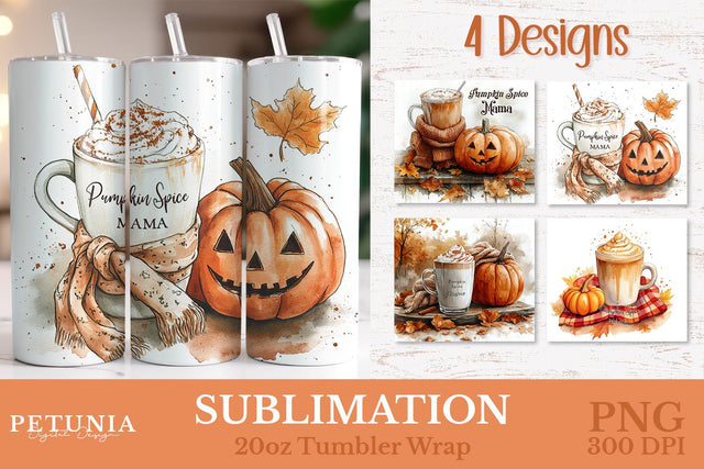 Pumpkin Spice Mama Tumbler Wrap | 20oz Sublimation Tumbler Sublimation Petunia Digital Design 