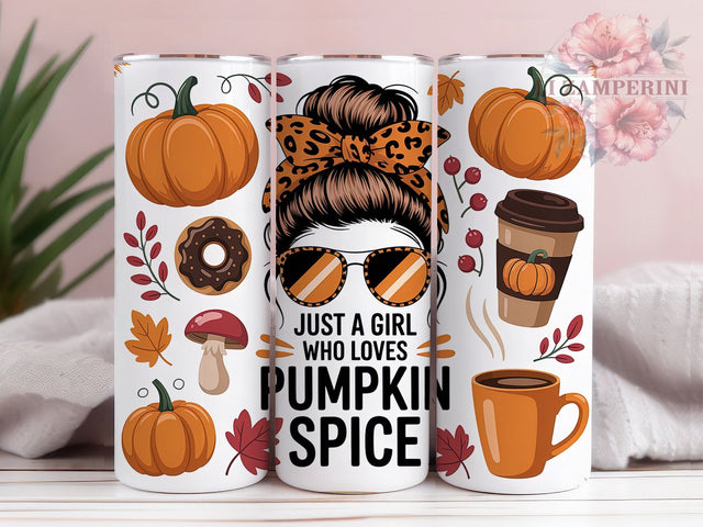 Pumpkin Spice Messy Bun Tumbler, Messy Bun Wrap, Fall Girl Tumbler, Autumn Drinkware, Cozy Fall Mug, Pumpkin Lover Gift, Thanksgiving Tumbler Sublimation Li Zamperini 