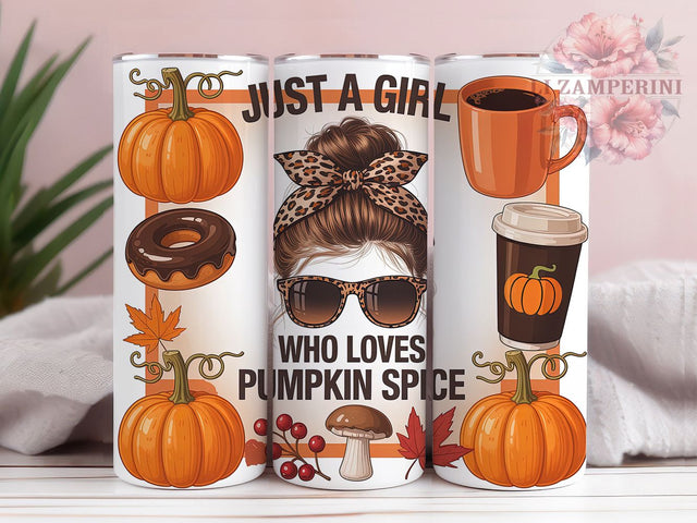 Pumpkin Spice Messy Bun Tumbler, Messy Bun Wrap, Fall Girl Tumbler, Autumn Drinkware, Cozy Fall Mug, Pumpkin Lover Gift, Thanksgiving Tumbler Sublimation Li Zamperini 