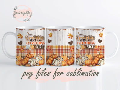 Pumpkin Spice Mug Wrap Design, Instant Digital Design Download Mug Wrap Design, Mug Design PNG Sublimation PrintingLife 