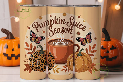 Pumpkin Spice Season 20oz Tumbler Wrap Sublimation PixelChick 