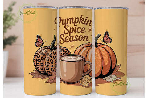 Pumpkin Spice Season 20oz Tumbler Wrap Sublimation PixelChick 