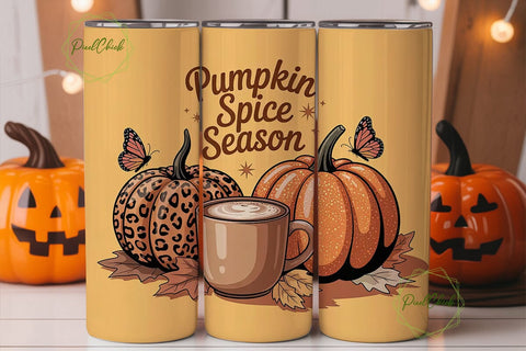 Pumpkin Spice Season 20oz Tumbler Wrap Sublimation PixelChick 