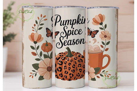 Pumpkin Spice Season 20oz Tumbler Wrap Sublimation PixelChick 