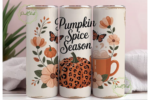Pumpkin Spice Season 20oz Tumbler Wrap Sublimation PixelChick 