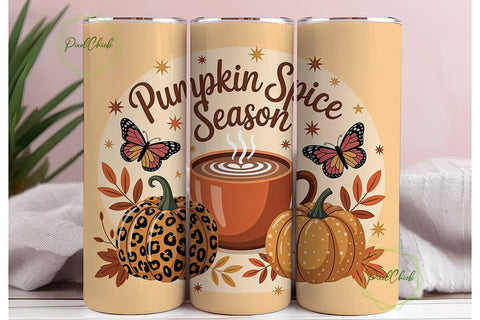 Pumpkin Spice Season 20oz Tumbler Wrap Sublimation PixelChick 