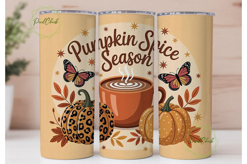 Pumpkin Spice Season 20oz Tumbler Wrap Sublimation PixelChick 