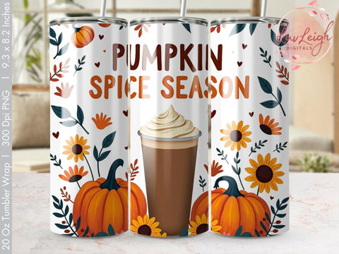 Pumpkin Spice Season Fall Tumbler Wrap Sublimation png Sublimation Luvleigh Digitals 