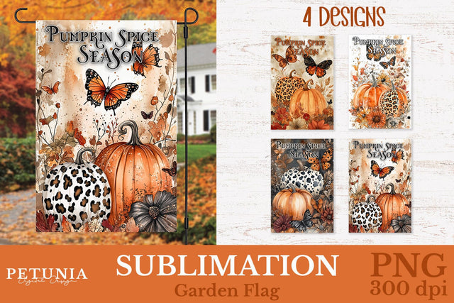 Pumpkin Spice Season Garden Flag | Welcome Garden Flag Sublimation Petunia Digital Design 