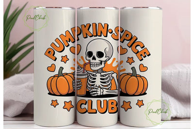 Pumpkin Spice Skeleton 20oz Tumbler Wrap Sublimation PixelChick 