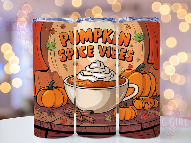 Pumpkin Spice Tumbler, Fall Vibes, 20oz PNG Design, Autumn Sublimation, Coffee Lover Art, Seasonal Decor, Fall Graphics, Cozy Tumbler Design Sublimation SvggirlplusArt 