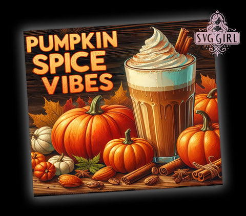 Pumpkin Spice Tumbler, Fall Vibes, 20oz PNG Design, Autumn Sublimation, Coffee Lover Art, Seasonal Decor, Fall Graphics, Cozy Tumbler Design Sublimation SvggirlplusArt 