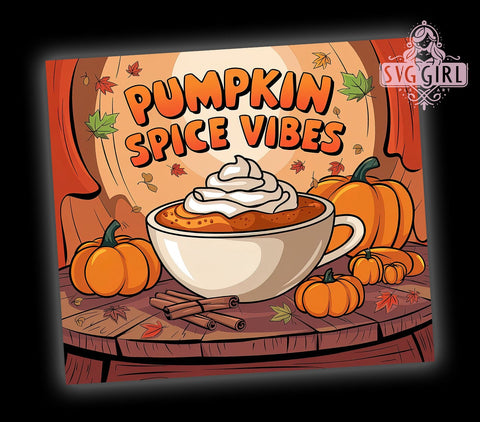 Pumpkin Spice Tumbler, Fall Vibes, 20oz PNG Design, Autumn Sublimation, Coffee Lover Art, Seasonal Decor, Fall Graphics, Cozy Tumbler Design Sublimation SvggirlplusArt 