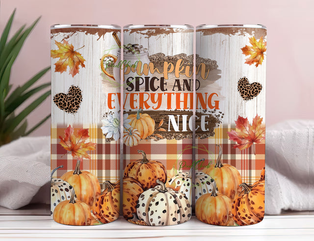 Pumpkin Spice Tumbler Wrap Sublimation Designs Seamless Fall Tumbler Design 20oz Skinny Sublimation Tumbler Download Autumn Seamless Pattern Sublimation PixelChick 