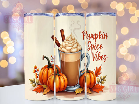 Pumpkin Spice Vibes 20oz Tumbler Wrap Sublimation Design, Straight Tapered Tumbler Wrap, Fall Tumbler Png, Instant Digital Download Sublimation SvggirlplusArt 