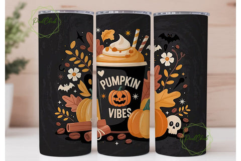 Pumpkin Spice Vibes 20oz Tumbler Wrap Sublimation PixelChick 