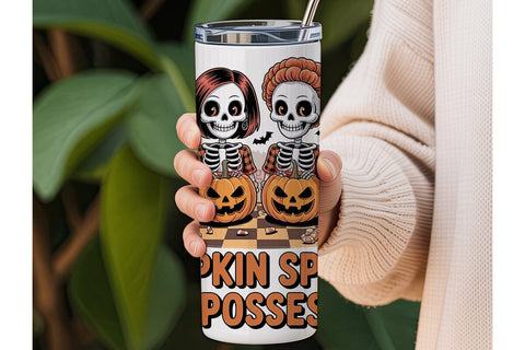 Pumpkin Spiced Skeletons 20oz Tumbler Sublimation DesignSVG 