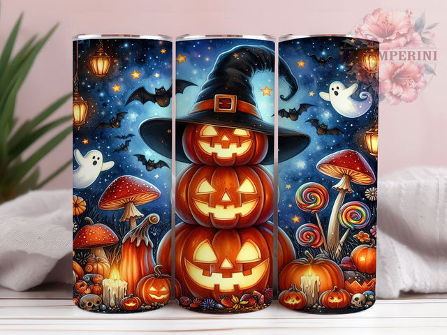 Pumpkin Stack Ghosts Halloween Tumbler Wrap, Ghosts And Bats Wrap, 20Oz Sublimation Design, Halloween Coffee Tumbler, Spooky Fall Drinkware, Autumn Pumpkin Wrap, Haunted Night Tumbler Sublimation Li Zamperini 