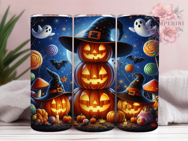 Pumpkin Stack Ghosts Halloween Tumbler Wrap, Ghosts And Bats Wrap, 20Oz Sublimation Design, Halloween Coffee Tumbler, Spooky Fall Drinkware, Autumn Pumpkin Wrap, Haunted Night Tumbler Sublimation Li Zamperini 