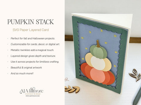 Pumpkin Stack Layered Card SVG Aja Nicole Designs 