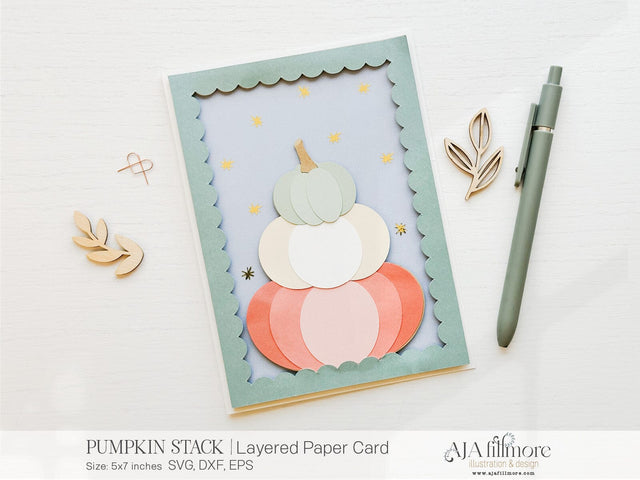 Pumpkin Stack Layered Card SVG Aja Nicole Designs 