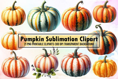 Pumpkin Sublimation Clipart Bundle Sublimation designartist 