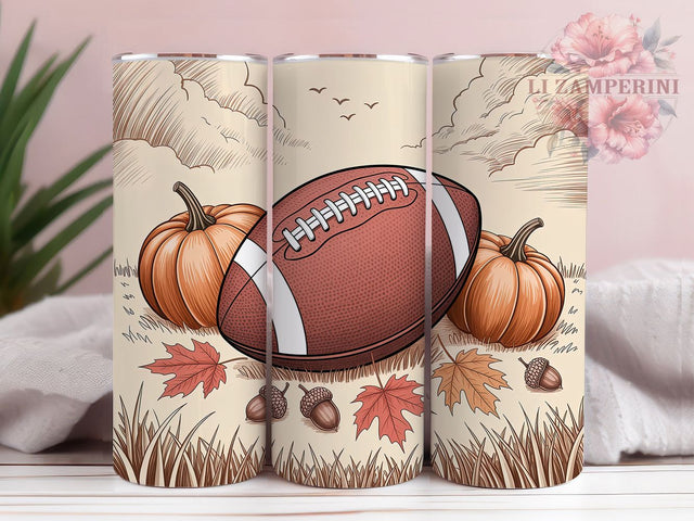 Pumpkin Sunflower Fall Football Tumbler Wrap, Pumpkin Sunflower Tumbler, Autumn Tumbler Design, 20oz Sublimation, Game Day Tumbler Wrap, Football Season Wrap, Country Fall Tumbler Sublimation Li Zamperini 
